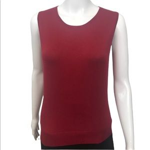 August Silk Top Silk Blend Sleeveless Shell Small Red Career Wear